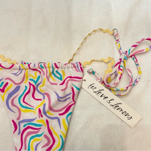 New! For Love And Lemons Colorful Tie Waist Cheeky Bikini Bottom M 1939 - Picture 3 of 7